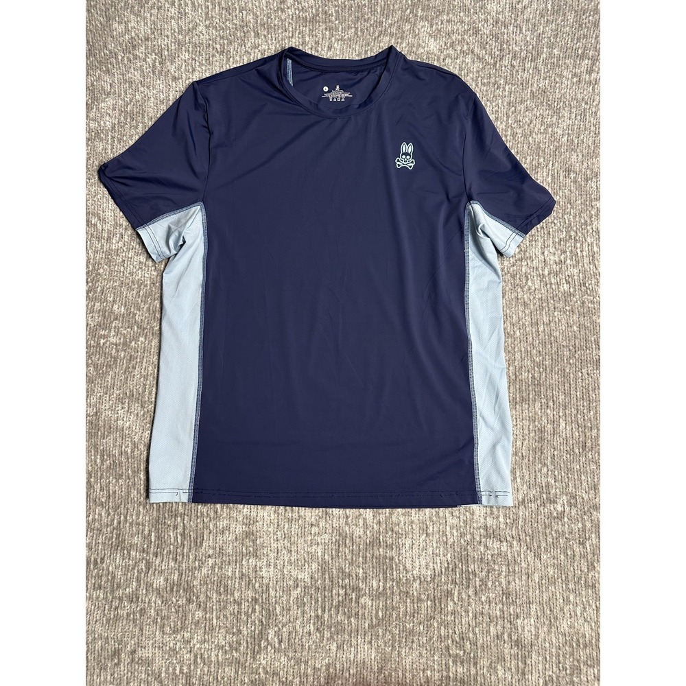 Psycho Bunny Performance T Shirt Mens L Blue Ligh Short Sleeve Athletic Stretch